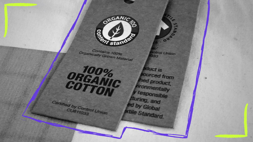 Foto eines Labels mit Nachhaltigkeitszertifikat