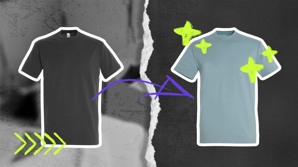 Basic T-Shirt neben einem Premium Textilien T-Shirt