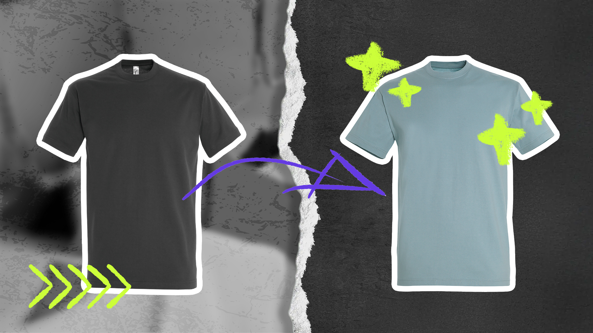 Basic T-Shirt neben einem Premium Textilien T-Shirt